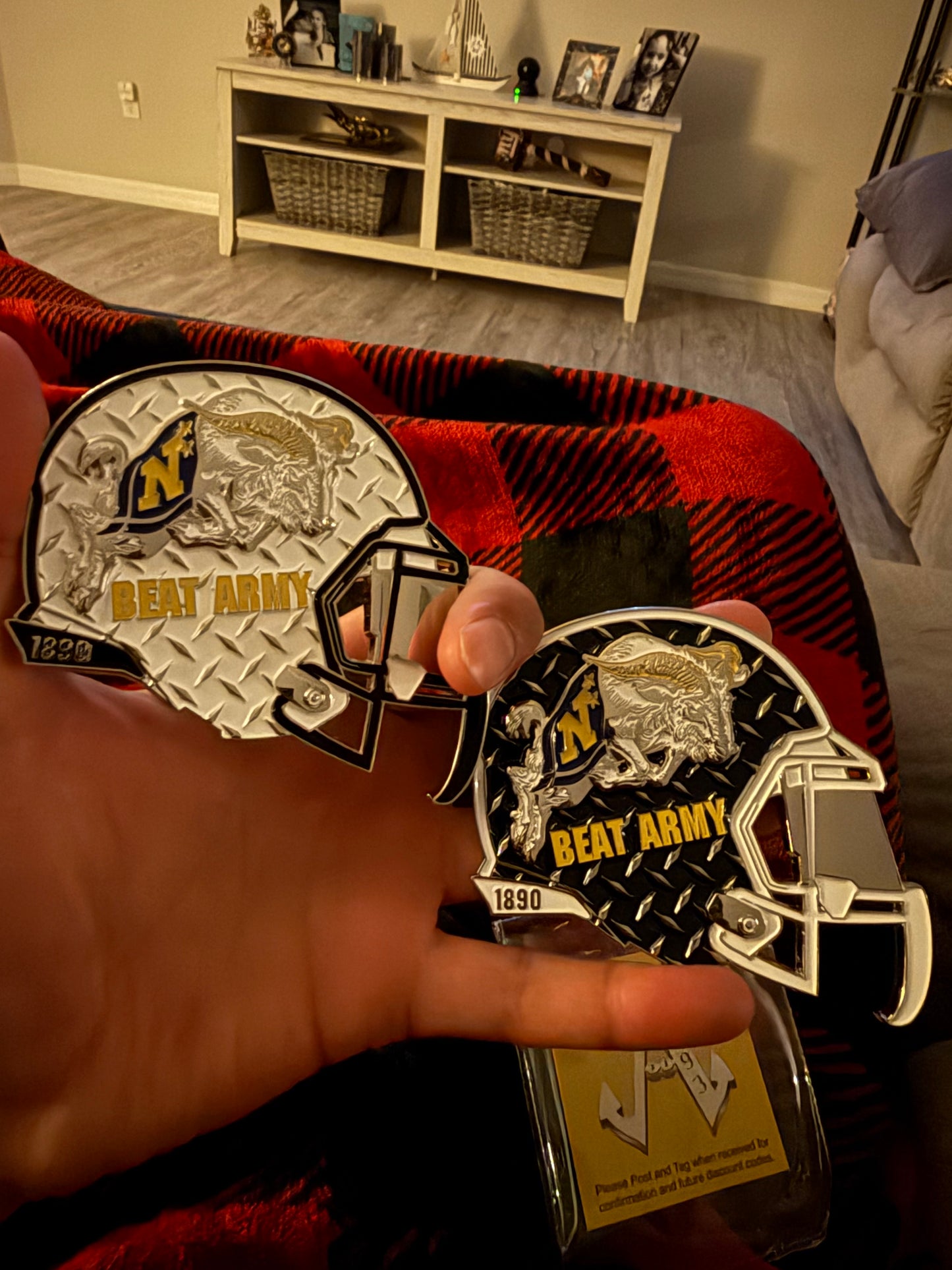 Navy vs Army bottle opener helmet