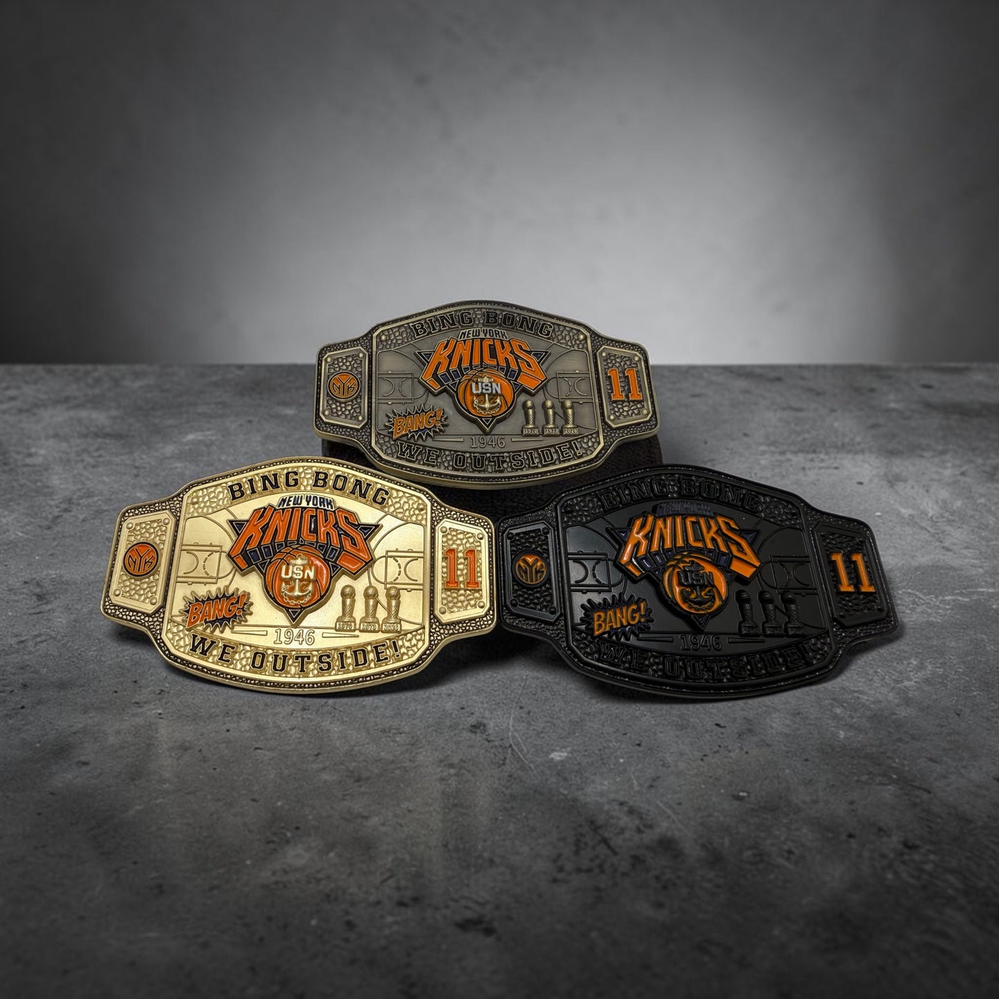 KNICKS CHAMPIONSHIP BUCKLE AND COIN