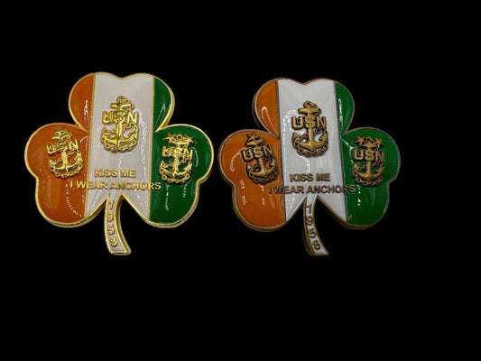 Kiss Me I wear Anchors Irish Clover