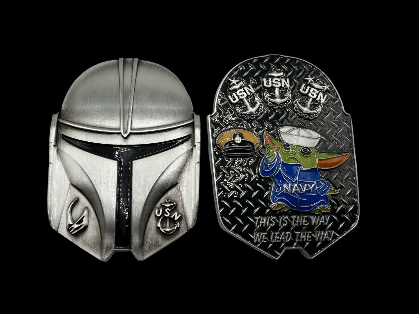 Mandalorian helmet challenge coin