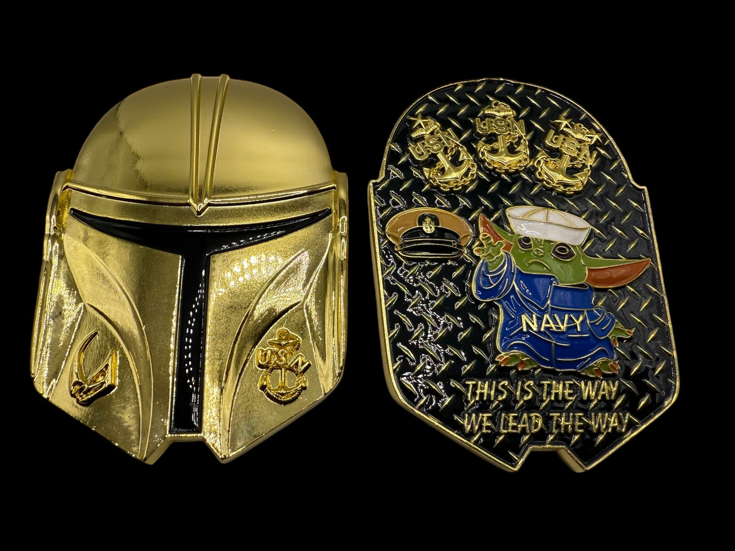 Mandalorian helmet challenge coin