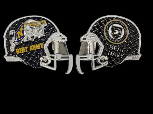 Navy vs Army bottle opener helmet