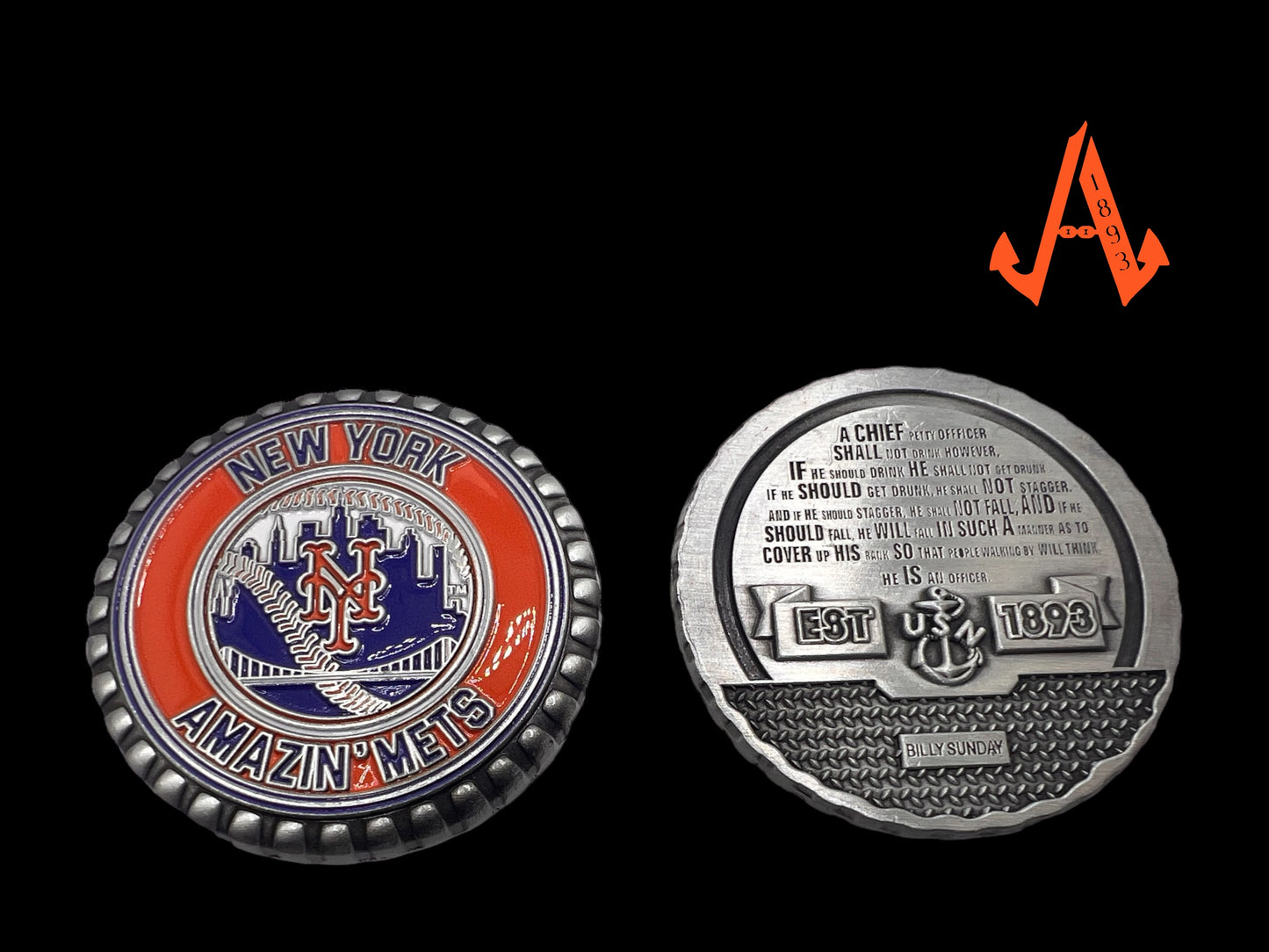 Let's Go Mets Billy Sunday bottle cap